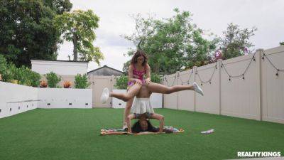 Can She Do A Cartwheel? Video With Leana Lovings, Bianca Bangs - RealityKings - hotmovs.com