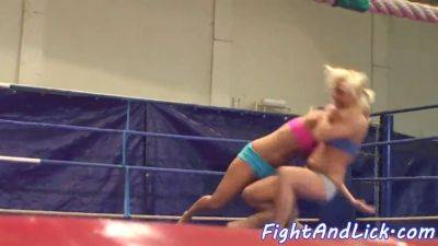 Watch these two hot babes get freaky in a steamy lesbian wrestling match - sexu.com