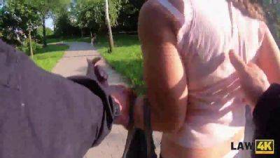 Lee - Sofia Lee gets frisky in the park and gets punished with doggystyle security officer action - sexu.com
