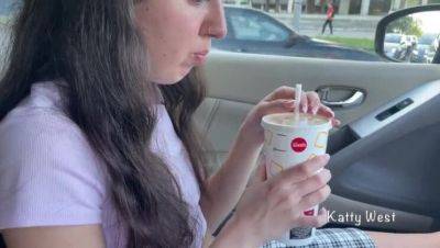 Katty West - Teen Katty West Can't Hold It, Pees in a Glass in Traffic-Jammed Car! - xxxfiles.com